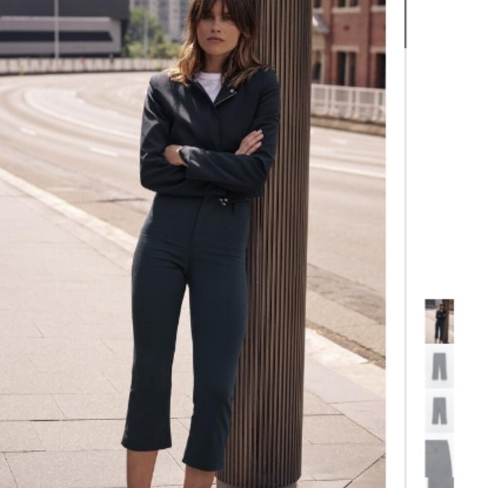 Zara Dark Charcoal Cropped Jumpsuit
